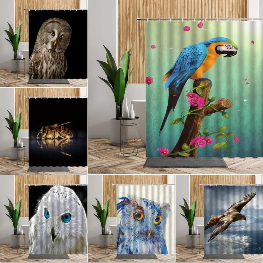 Animal Owl Birds Shower Curtain Eagle Parrot Bathroom Decor Waterproof Polyester Fabric Bath Bathtub Curtains Bedroom Decoration | Дом и сад