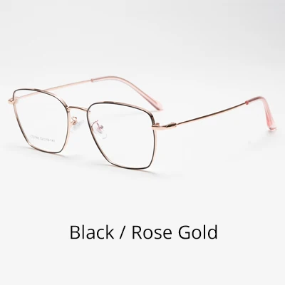 Black - Rose Gold Ralferty, полностью металлические очки, оправа для женщин, Золотые очки для глаз, для мужчин, близорукость, оптические оправы для очков, monturas de lentes mujer Y1132 - Цвет оправы: Black - Rose Gold