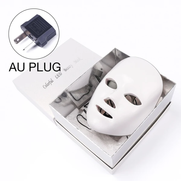 AU Plug Box 7 цветов светильник светодиодный маска для лица омоложение кожи светодиодный маска фототерапия уход за лицом Красота анти отбеливание акне маска для удаления морщин - Цвет: AU Plug Box