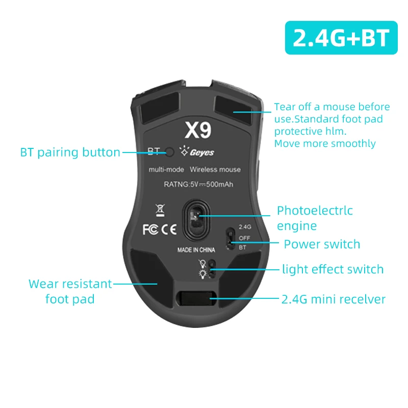 VicTsing X9 2.4G wireless mouse Bluetooth 5.0 rechargeable 4000DPI adjustable ultra-thin silent ergonomic mouse for Laptop, PCVicTsing Wireless mouse Bluetooth 4.0+ 2.4G rechargeable 2400DPI adjustable ultra-thin silent ergonomic mouse bluetooth computer mouse