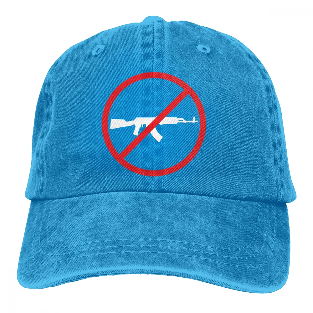 Без пистолета не допускается оружие Casquette черный унисекс Мужские Женские джинсовые бейсболка с ремешком кепки Регулируемый Гольф папа шляпа