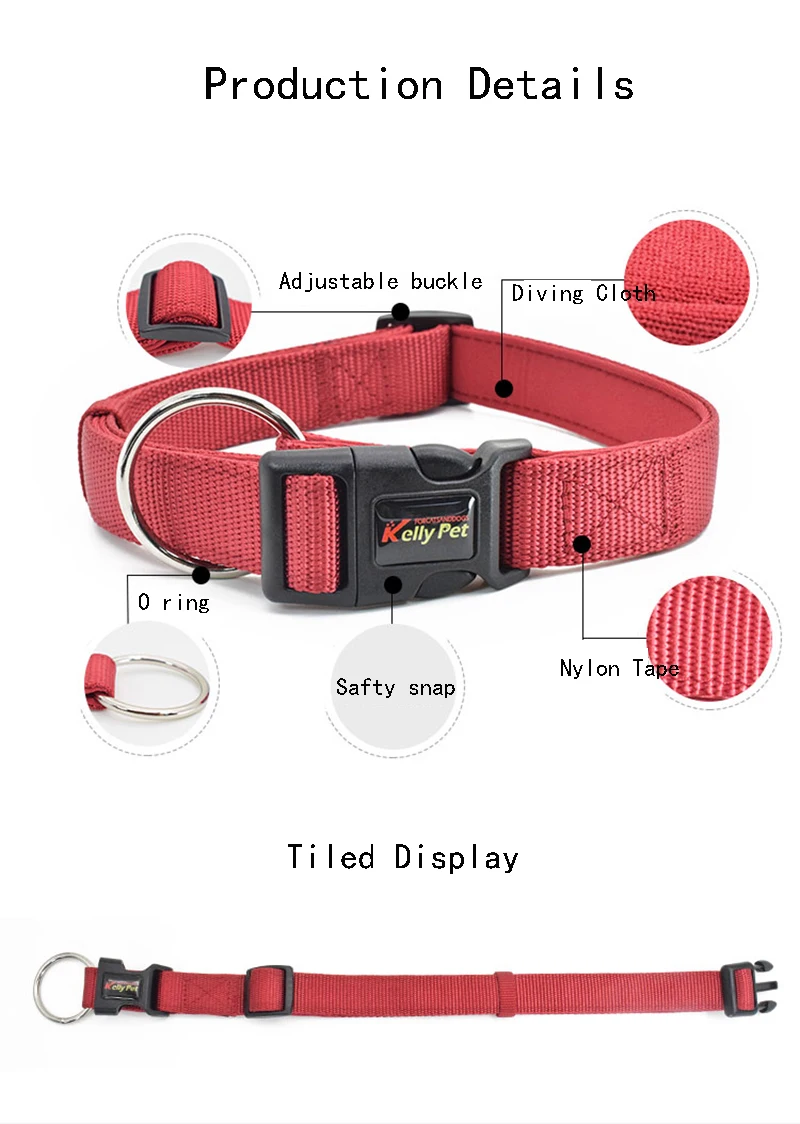 Толстые нейлоновые ошейники для собак мягкий прочный ошейник для маленьких средних собак удобное ожерелье для домашних животных черный красный синий оранжевый розовый