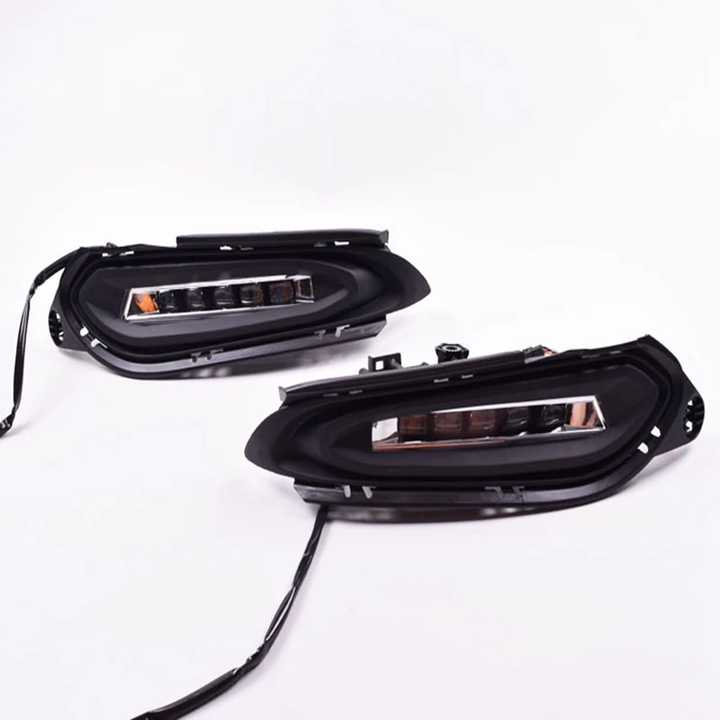 Автомобильный DRL 12 В светодиодный автомобильный дневной ходовой светильник, противотуманная фара с динамическим поворотным сигналом для Honda HRV HR-V