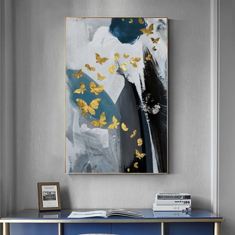 Waliicorners Golden Butterfly Canvas Painting Wall Pictures Nordic Oil Painting Abstract Wall Art 4 Hdbfe6cd96a03409eac8266a7dcdcc63fF