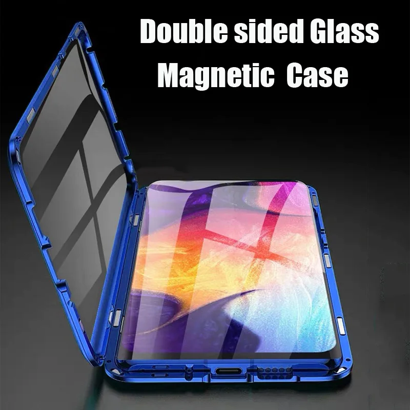 Магнитный адсорбционный магнит, чехол для телефона samsung Galaxy S10 Lite S9 S8 Plus Note 10 Pro A50 A60 A70, двойное закаленное стекло