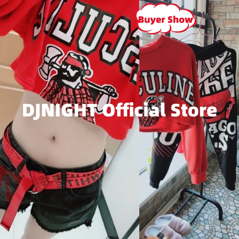 Hip Hop Costumes Adults Jazz Dance Costume Modern Dancing Outfits Women Cheerleader Clothing Girls Stage Performance Wear DT1576