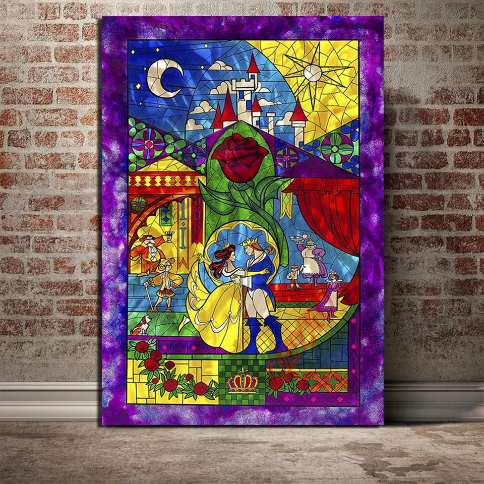 DIY 5d Diamond Painting Beauty and The Beast Embroidery Cross Stitch Home  Decor for sale online