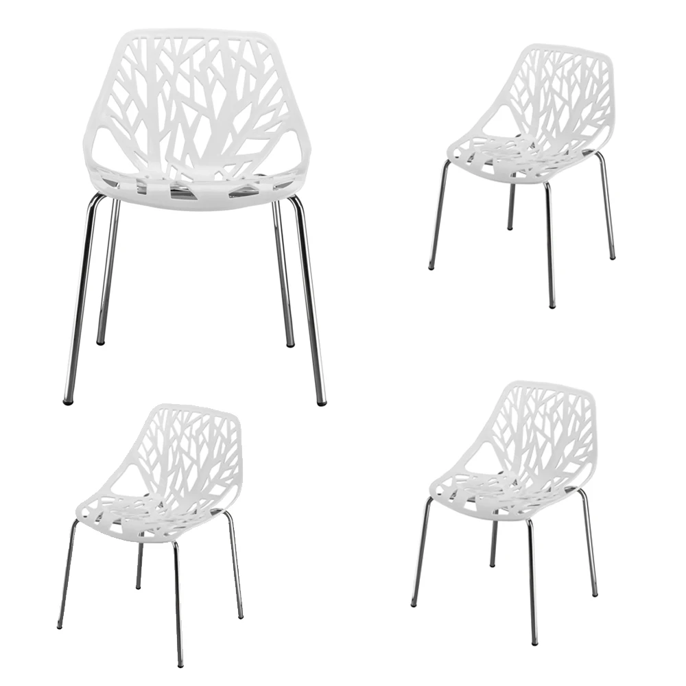 

4pcs Bird's Nest Style Lounge Chair Black stool metal stool plastic chairs white stools