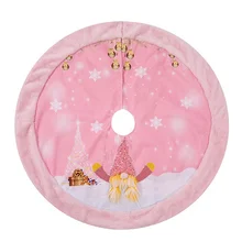 

1PCS Creative Christmas Tree Skirt With Light Pink Rudolph Plush Christmas Tree Mat Xmas Tree Holiday Party Decoration