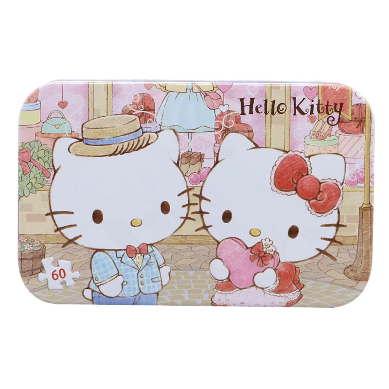 Головоломка Hello kitty детская головоломка puzzleTin коробка упаковка 60 шт - Цвет: KT-wenxinliwu