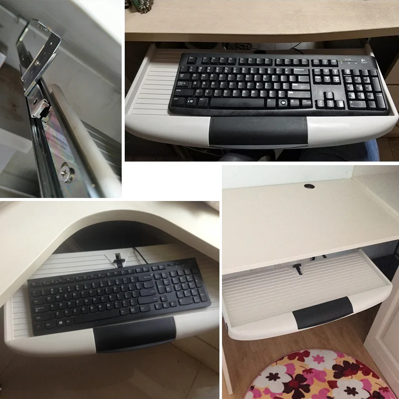 Diy Computer Desk Steel Keyboard Tray Mute Desk Sliding Rail