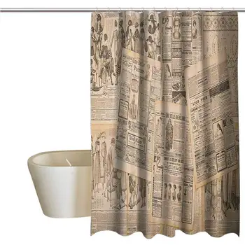 

Antique Elegant Shower Curtains Newspaper Pages with Advertising and Fashion Magazine Woman Edwardian Publicity Image Waterproof