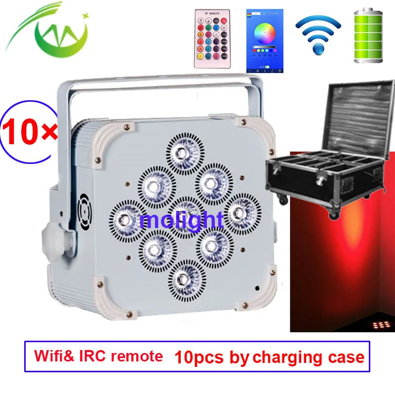 Беспроводной dmx uplighting 9*18 Вт RGBWA UV DJ Par светодиод на батарейке плоский Par свет для клубного диско вечерние свадьбы с зарядным чехлом