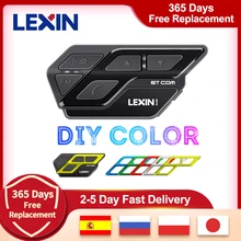 Lexin ET Com V5.0 Intercomunicador Bluetooth de motocicleta casco auricular Multicolor FM inalámbrico BT Intercomunicador Moto 1200M 2 jinetes