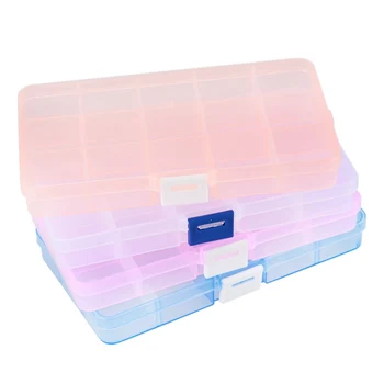 

HOT-4 Packs (4 Colors) Plastic Storage Box (15 Compartments) Jewelry Earring Tool Containers