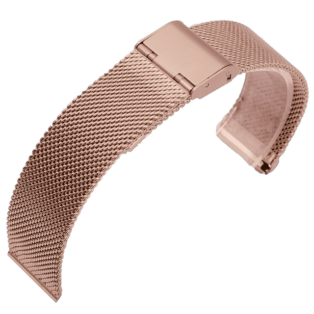 Milanese Universal watchband 12/14/16/18/ 20/ 22mm Rose Gold Stainless Steel Strap Replacement Bracelet for Smart Watch
