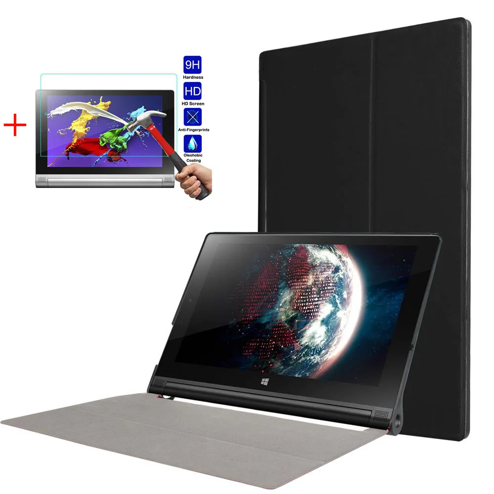 

Genuine Tablet Case For Lenovo Yoga Tab 3 Pro 10.1" YT3-X90F PU Leather Kickstand Magnetic Folio Cover+Glass Film+Stylus Pen
