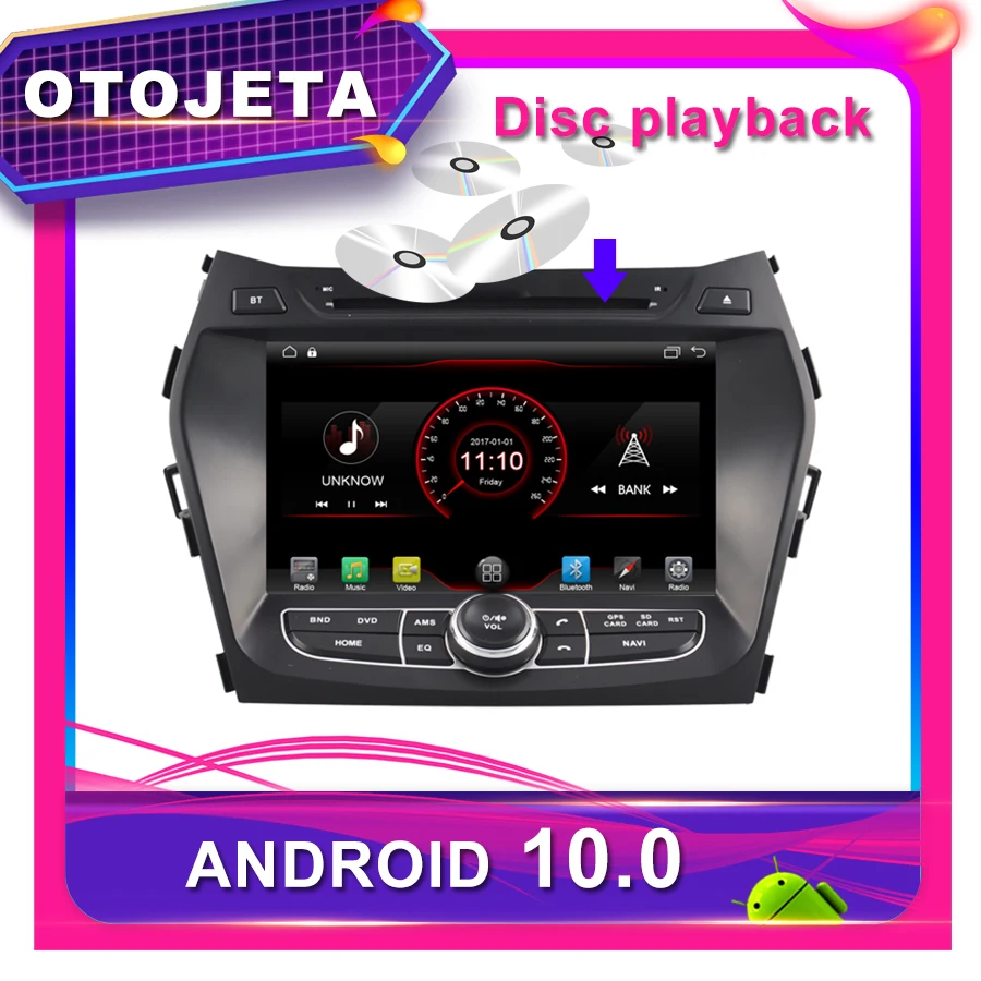 OTOJETA Автомобильный DVD Android 10,0 Автомобильный gps для HYUNDAI Ix45 Santa fe 8 дюймов Автомобильный Радио мультимедийная лента рекордер bluetooth навигация