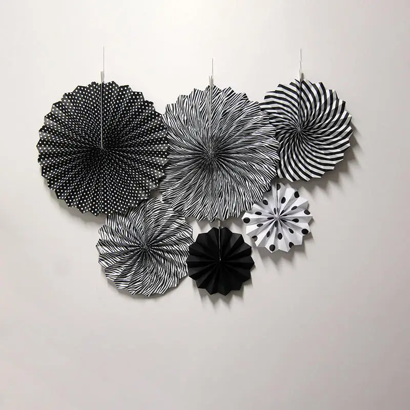 As Picture 6 шт. бумажный веер набор розочек фото бумага для фона Pinwheel вечерние принадлежности для свадьбы День рождения, детский душ Декор - Цвет: As Picture