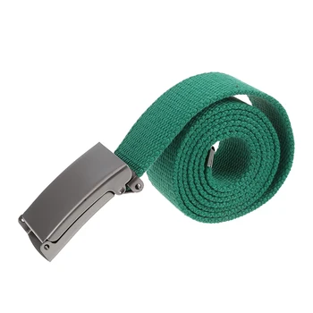 

Unisex Plain Webbing Canvas Metal Buckle Belt (Green)