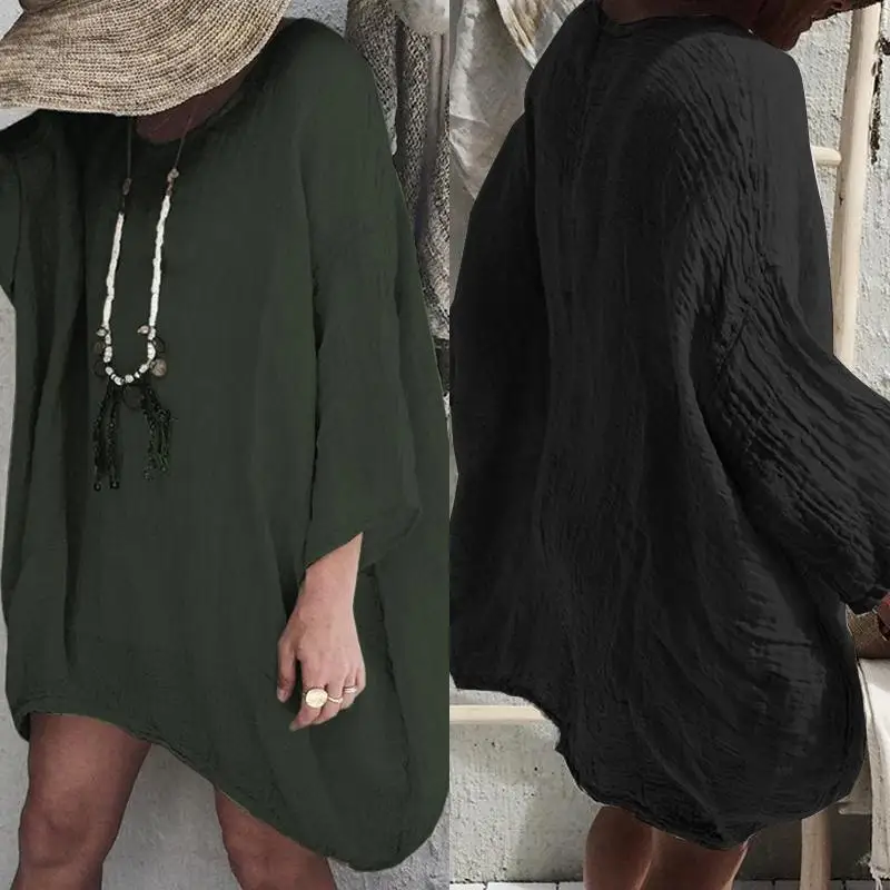 Женское платье повседневное хлопковое Сексуальное мини Vestidos ZANZEA модное женское однотонное короткое летнее платье Пляжная Женская одежда для вечеринки