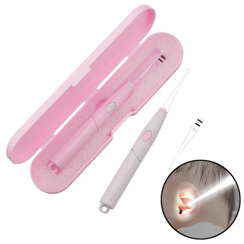1PCS LED FlashLight Earpick Ear Cleaner Endoscope Penlight Spoon Cleaning Ear Curette Light Spoon Baby Ear Wax Removal Tool