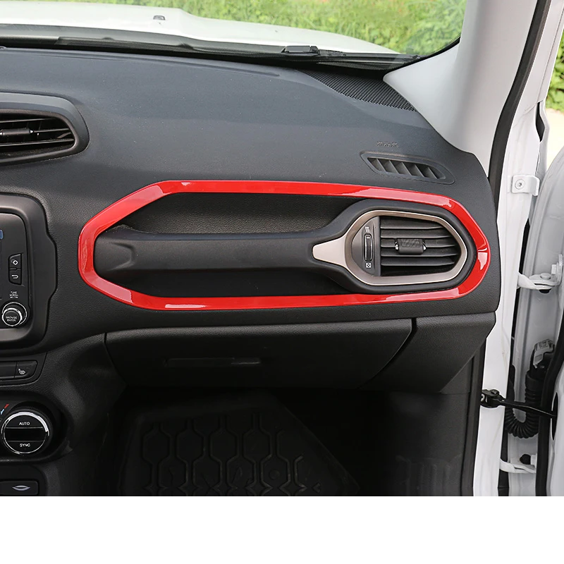 Lsrtw2017 Abs приборной панели автомобиля ручка полосы рамка планки для Jeep Renegade авто аксессуары - Название цвета: red 2