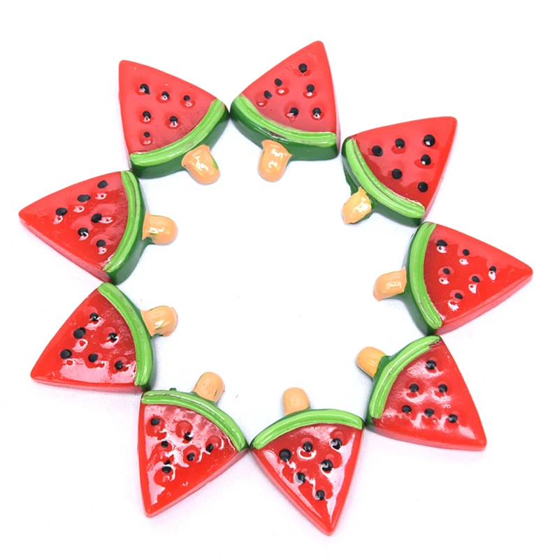 20Pcs Red Resin Watermelon Beads Decoration Crafts Frame Flatback Cabochon Scrapbook Kawaii Jewelry DIY Accessories