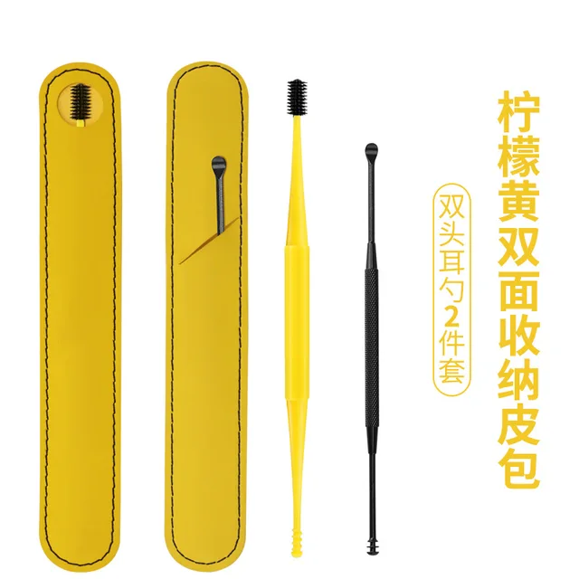 Earwax Removal Tool Sets Spiral Silicone Stainless Steel Ear Cleaner Sticks Springs Ear Wax Remover Wand Spiral Scoop Ears Care 2pcs Sets Gold