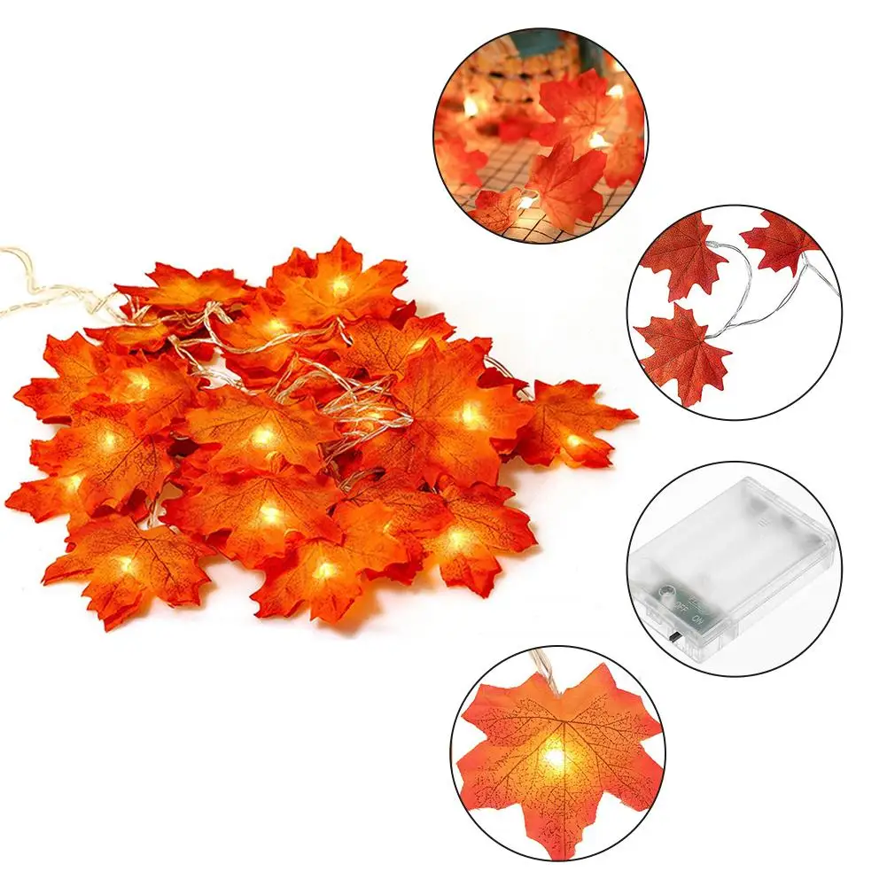 

40 LED Maple Leaves Fall Garland String Light Decor Halloween Christmas New Autumn Decoration Artificial Autumn Leaves Light