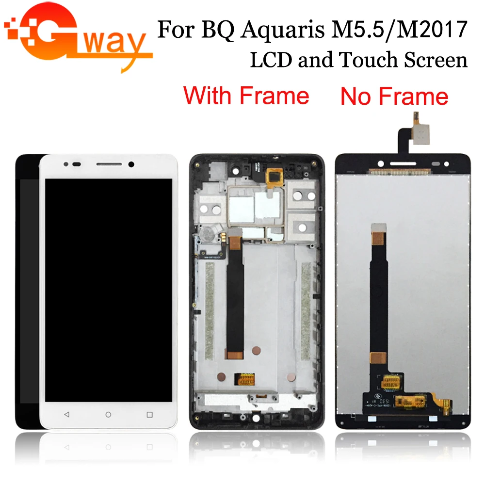 ЖК дисплей 5 дюйма для BQ Aquaris M5.5/BQ M2017 с рамкой M5.5 тактическая панель|lcd screen display|display