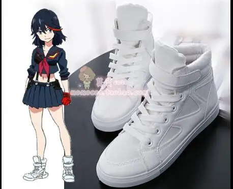 Обувь для костюмированной вечеринки «KILL la KILL Ryuko Matoi»; ботинки для костюмированной вечеринки; повседневные белые парусиновые ботинки на резиновой подошве для девочек