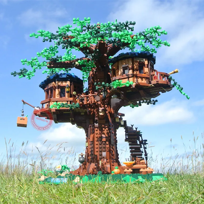 Новый в наличии дом с деревом MOC Ideas Fit Lepining модель строительные блоки кирпичи