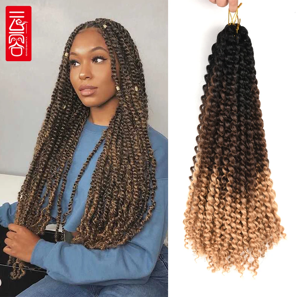 YUNRONG 18Inches 22Strands Passion Twist Crochet Hair Spring Twist Synthetic Braiding Hair Extensions 80g/Pack  for Black Women natifah ombre hair extensions crochet spring twist 8 inch 100g crochet braid synthetic braiding hair pre stretched passion twist