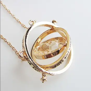 

Harri Potter Movie Time Turner Hourglass Necklace Six Phalanx Magic WandS Keychain Pendant Metal Figure Toy Key Ring Necklace