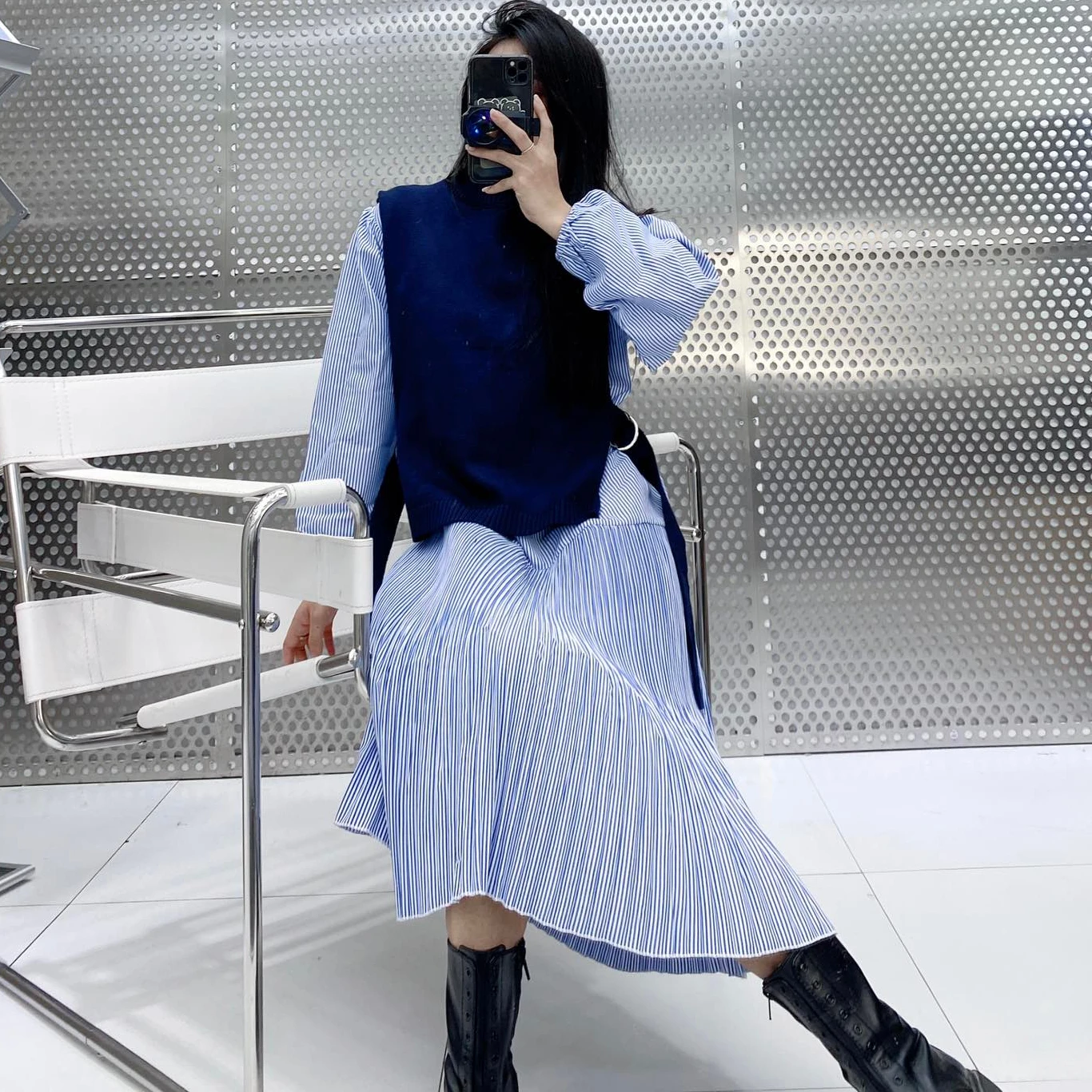 

119468 119469 Spring Autumn Fashion Classic Two Piece Set Women Casual Dress Set Trendy Brand Luxury Designer Clothes Dress