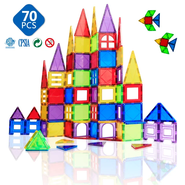 MAGPLAYER 70PCS Magnetic Building &Construction Blocks Gifts Big Size Magnetic Designer Magnet DIY Educational Toys for Children 1