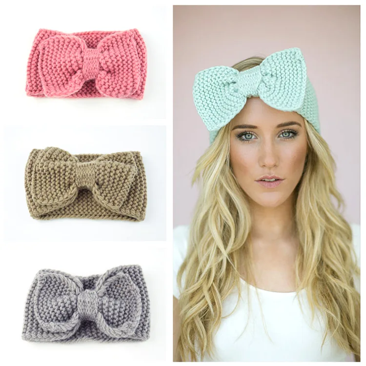 

Women Hair Ball Knitting Headband Elastic Handmade Bow Design HairBand Girls Fashion Hair Band Headwrap Hair Accessories hot