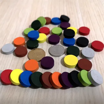 

50pieces Diameter 15*5MM 10 Colors Wooden Pawn Game Pieces Colorful Chess For Tokens Board game/Educational Games Accessories