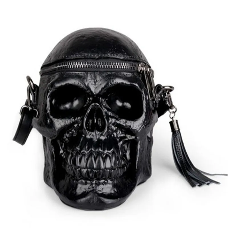 

gothic bag punk Halloween skull bag grey goth purse luxury pu leather handbag women bag designer soul tassel shoulder bags