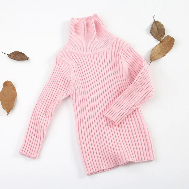 Baby Girls Sweater Winter High Collar Warm Wild Bottoming Sweater 6 Color Soft children's knitted sweater