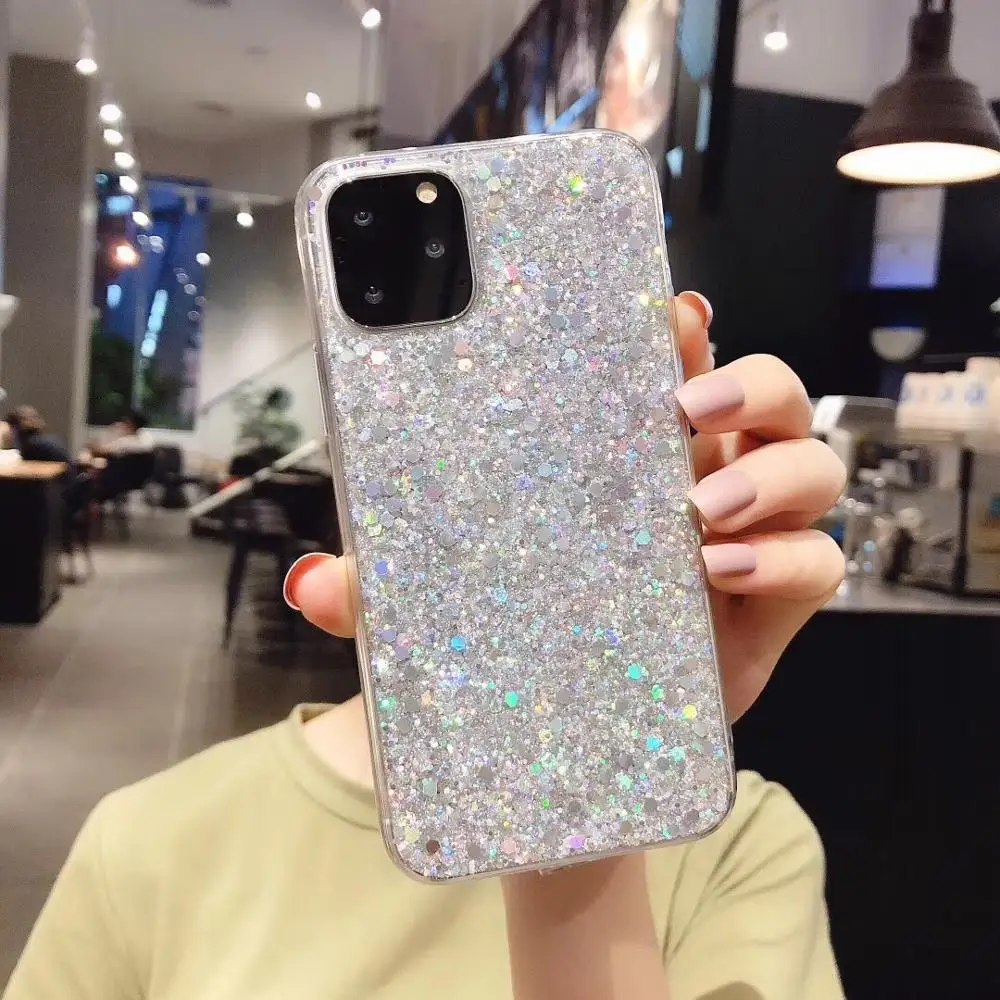 10pcs/Lot 13/14Pro Sparkling Glitters Phone Case For iPhone12 11 XSMAX 78PLUS SE2020 Soft Cover XR 6S Skinny Shell Protection