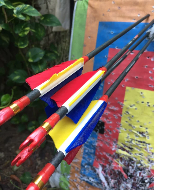 Tiro com Arco Setas de Carbono Linkboy Puro 100% 3 k Id6.2mm 32 Sp250-600 5 Polegada Turquia Pena Composto Arco Tradicional Tiro 6 - 12 Pçs 15 6 12 pçs linkboy tiro com arco