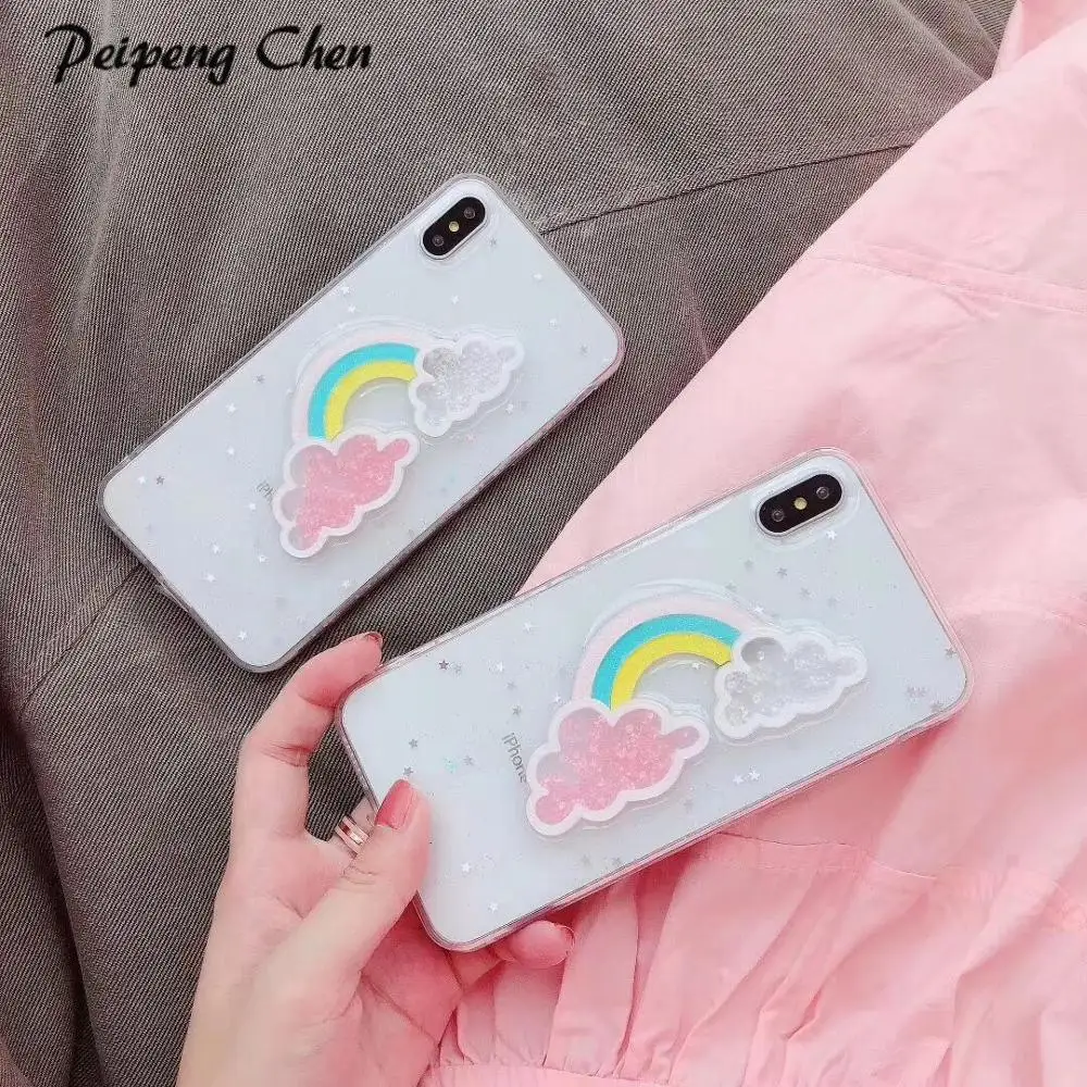 Силиконовый чехол PEIPING для iPhone XR XS Max 11 Pro max 6 S 7 8 Plus милые блестящие прозрачные