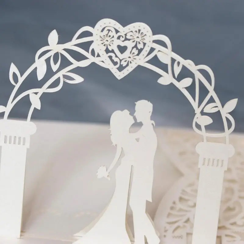  10pcs Laser Cut Hollow Heart Shape Wedding Invitations Card Party Supplies 831F - 4.00028E+12