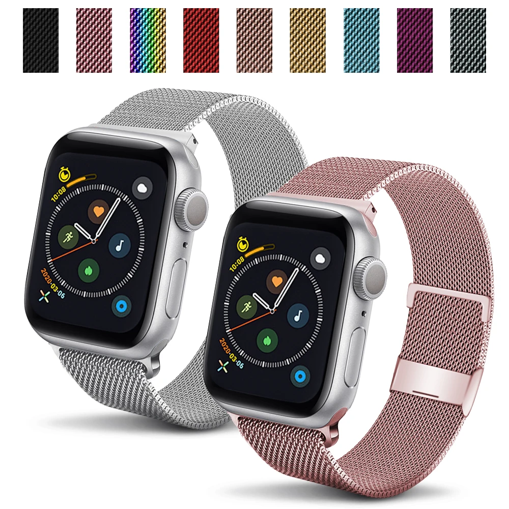 

Milanese Loop strap For apple watch serie 6 5 4 3 se Metal mesh belt bracelet iWatch band 38mm 42mm Apple watch band 40mm 44mm