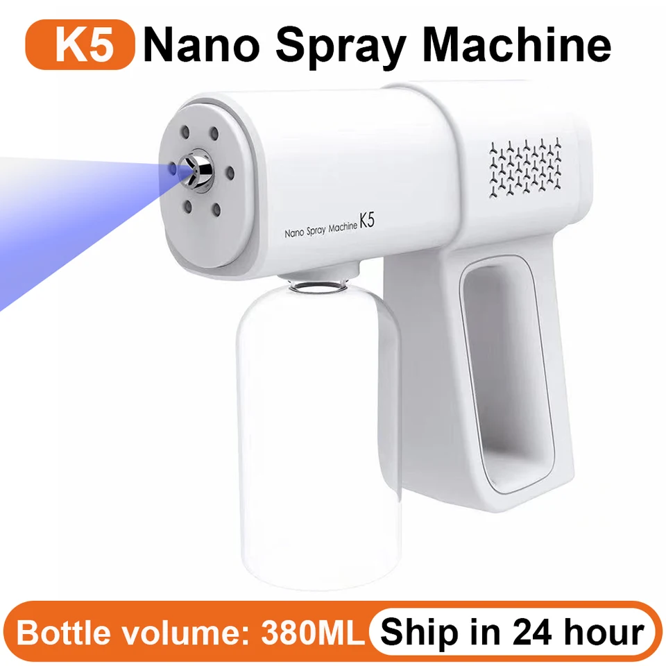 Face Arrière De L'appareil Portable Pour La Pulvérisation Isolé Sur Fond  Noir. Spray D'alcool Blanc Pour La Désinfection. Pistolet Pulvérisateur  Nano à Brouillard D'alcool.