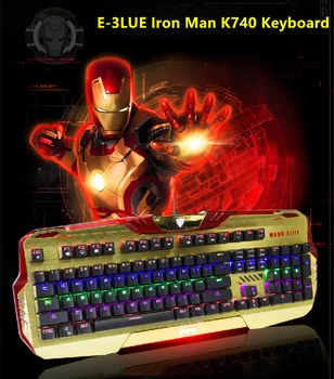 

E-3LUE The Avengers Iron Man K740 Gaming Keyboard RGB Backlight green Axis Professional USB wired Mechanical keyboard