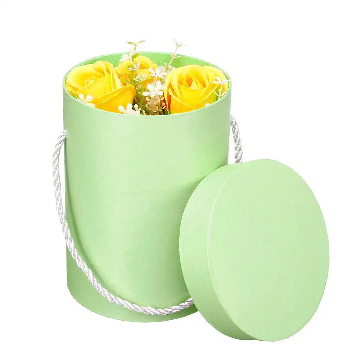 Preise 3 teile satz Runde Blume Papier Boxen Mit Deckel Umarmung Eimer Floristen Geschenk Verpackung Box Hause Hochzeit Dekorationen Blume Bouquet Halter