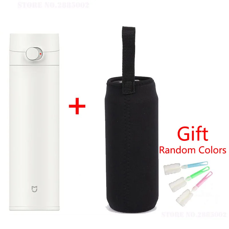 W-brush-Black bag Термос-кружка Xiaomi 480 мл из нержавеющей стали 316L, термос, кофейные чашки с вакуумной изоляцией, портативная бутылка для воды для чая, кофейная чашка - Цвет: W-brush-Black bag